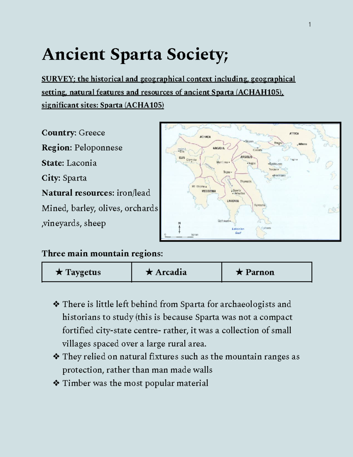 Copy of spartan scoiety notes - Ancient Sparta Society; SURVEY; the ...