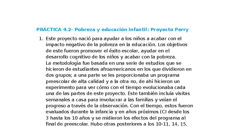PRÁCTICA 4.2: Impacto de la Pobreza en la Educación Infantil - Studocu