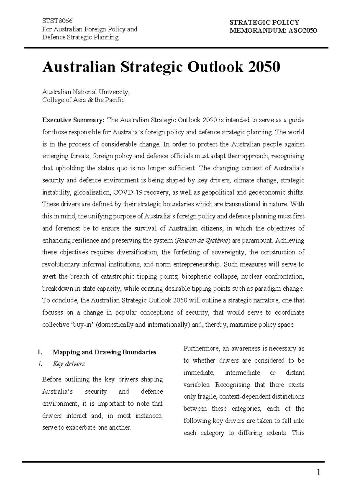ASO2050 Policy Memo 2021 Sample - For Australian Foreign Policy and ...