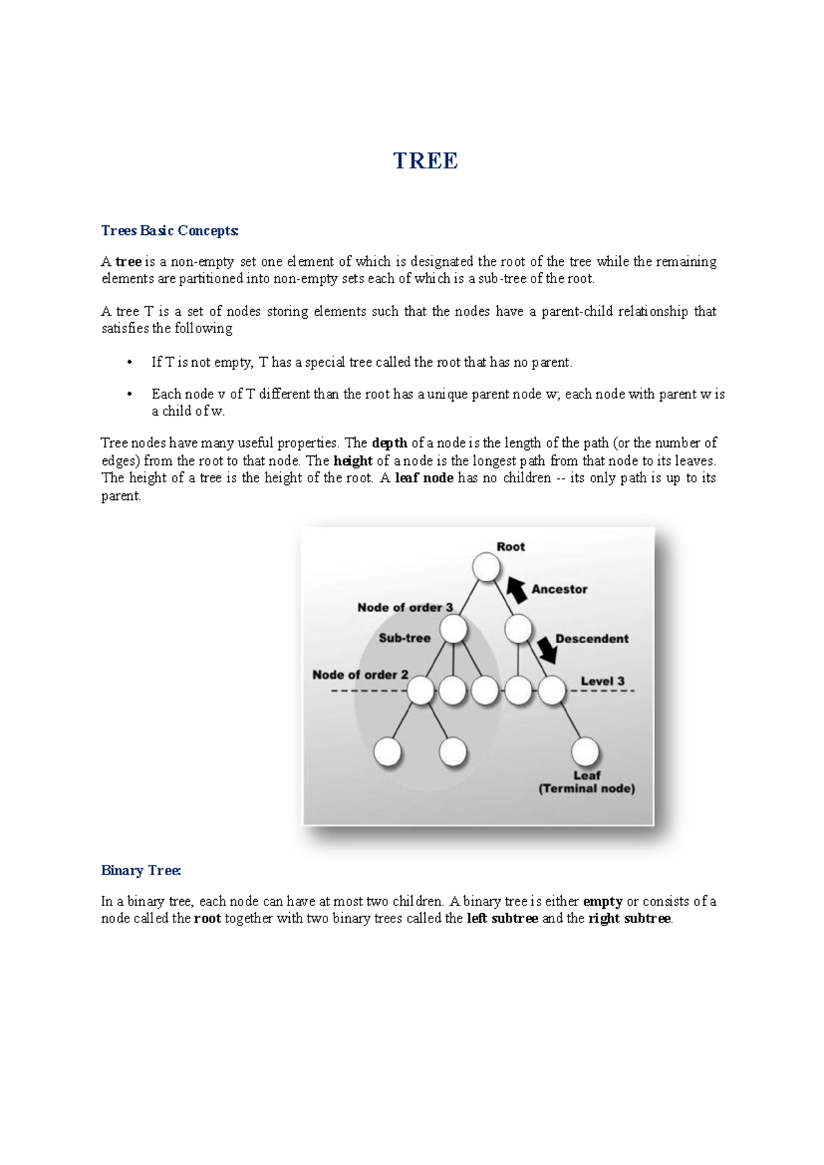 Data Structures & Algorithms 1: Trees Basics and Binary Trees - Studocu