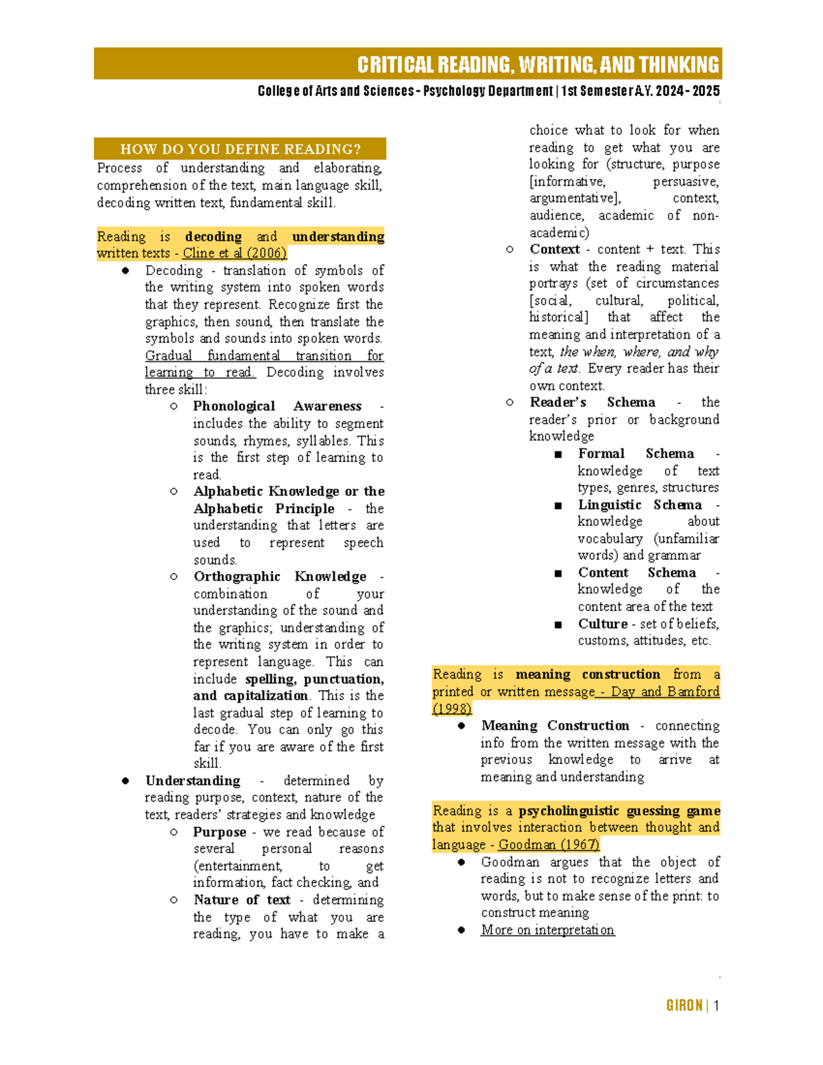 CRWT111 Prelim Reviewer: Key Concepts in Reading and Critical Analysis ...