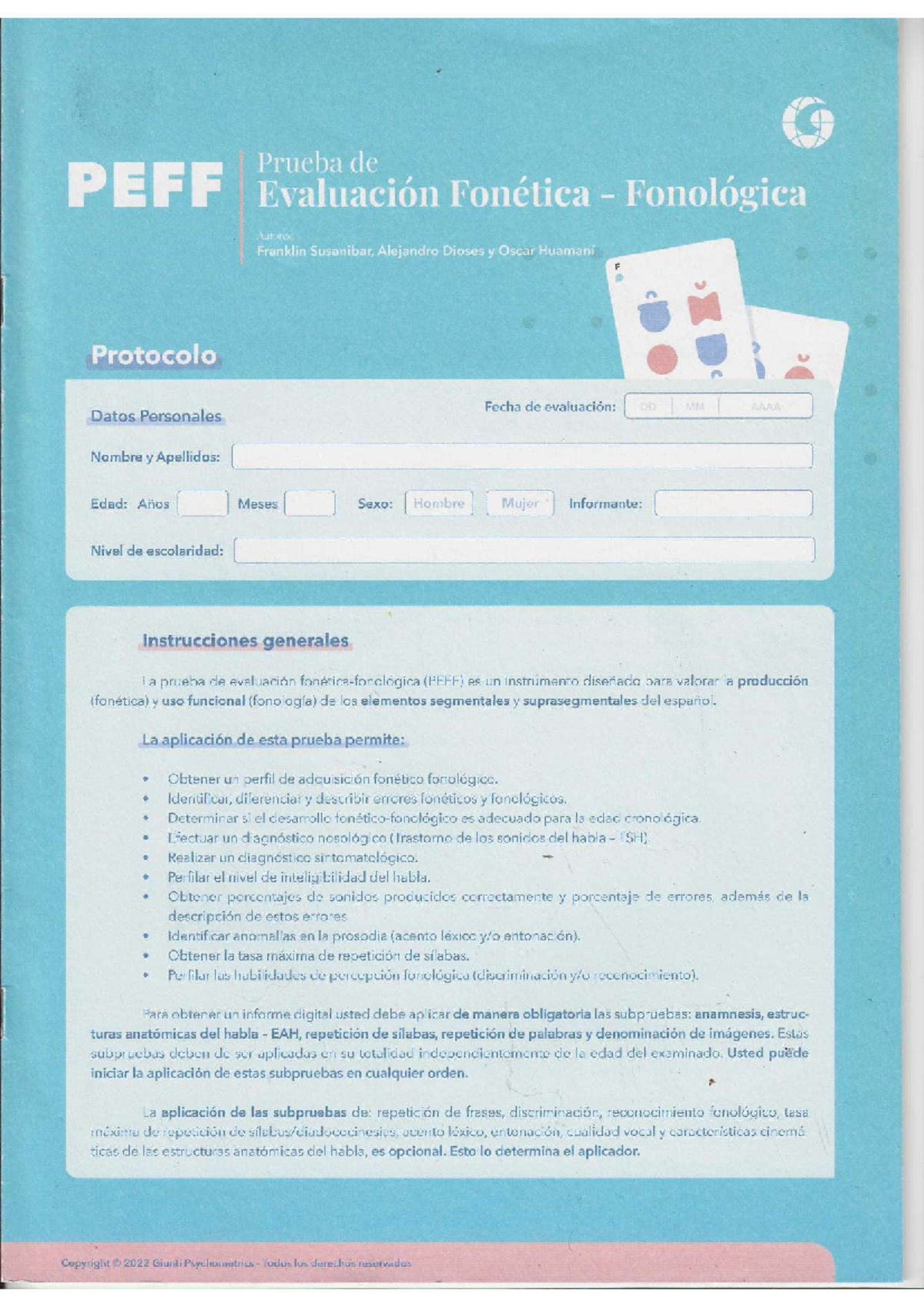 Protocolo PEFF: Evaluación Fonética y Fonológica - Studocu