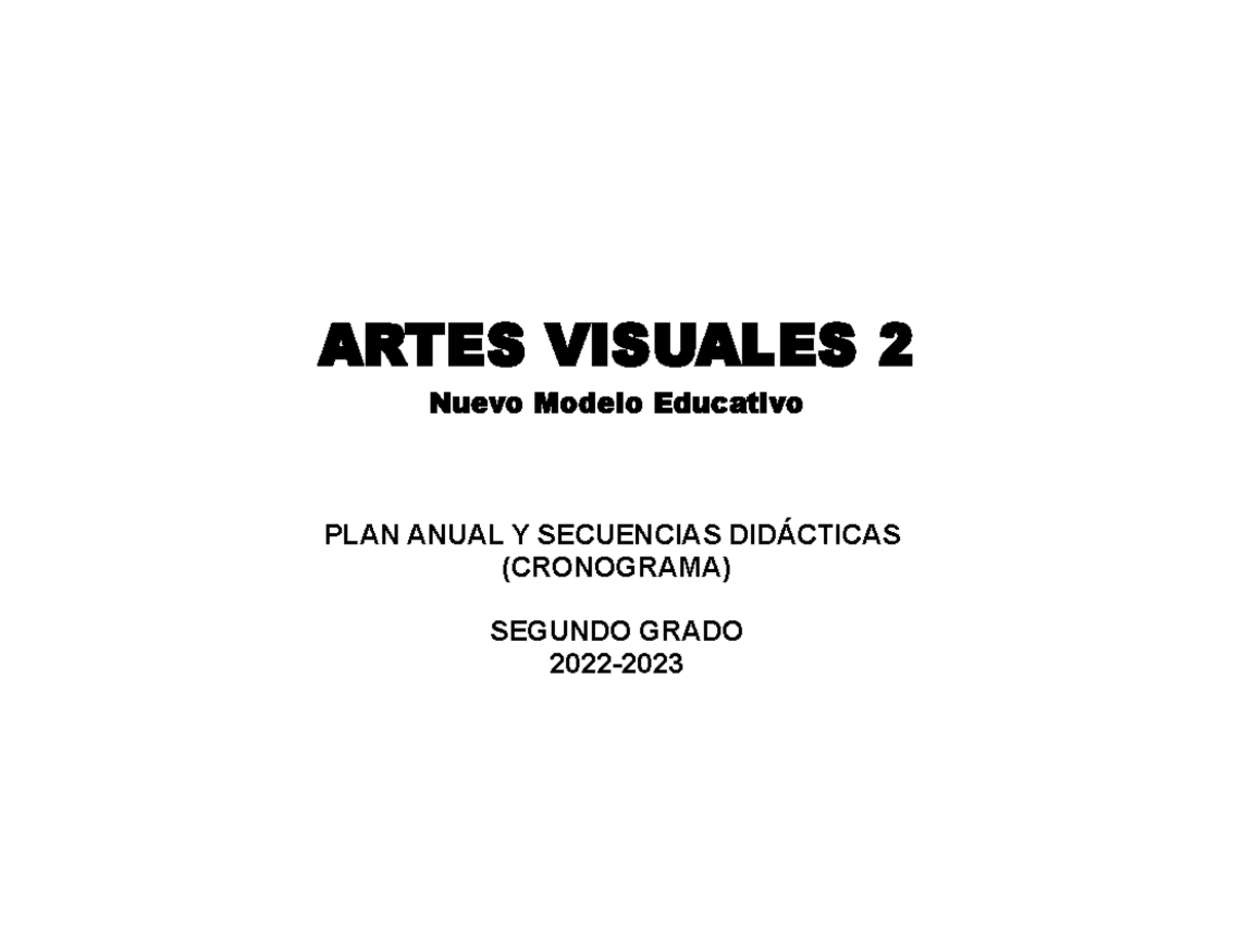 PLAN ANUAL DE ARTES VISUALES 2 - SEGUNDO GRADO (CICLO 2022-2023) - Document Preview