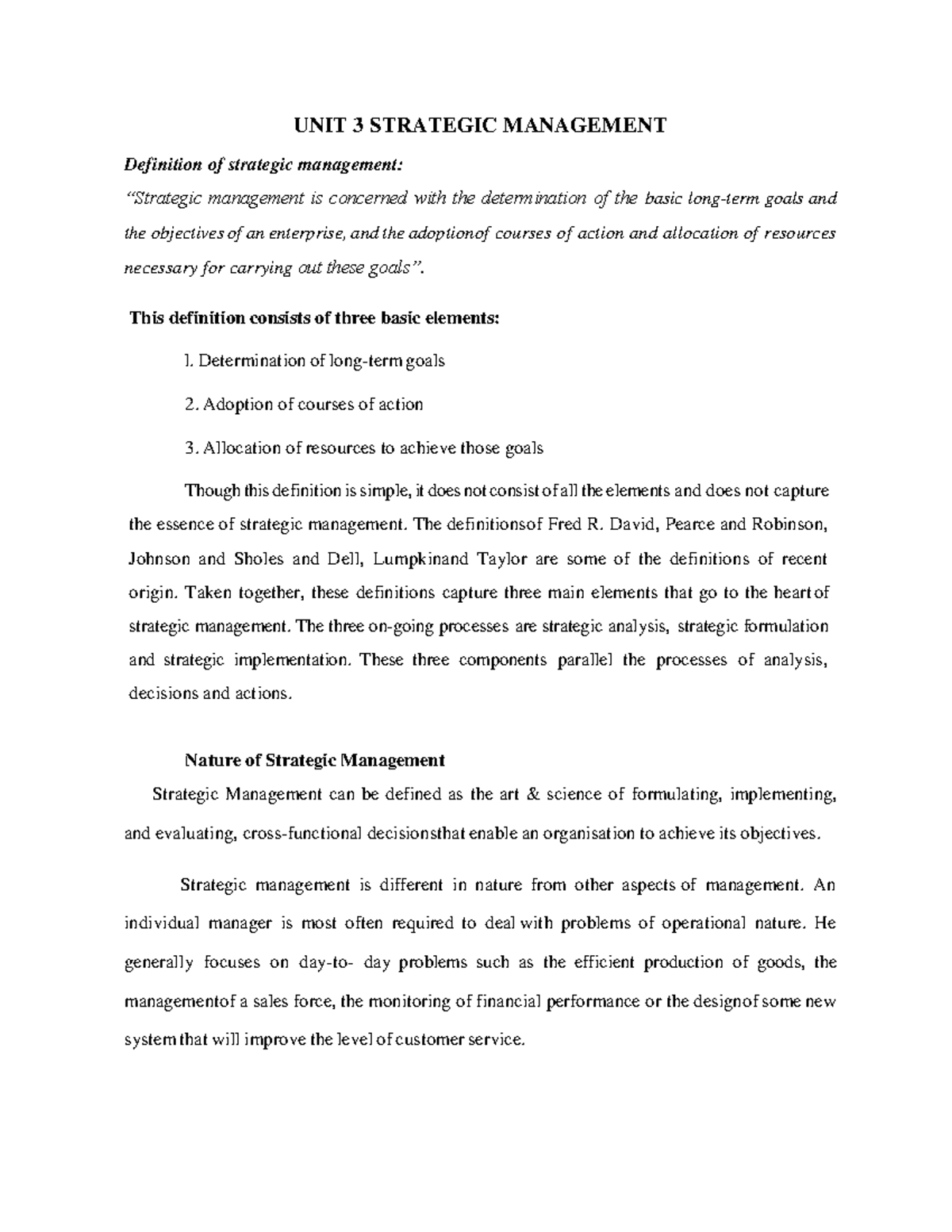 BPSM Unit-III - Strategic Management Overview and Key Concepts - Studocu