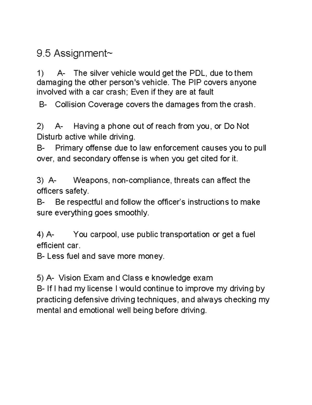 9.5 Assignment: Driver Education Insights - FLVS - Studocu