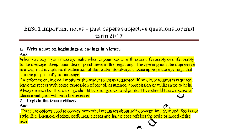 Eng301 Midterm Subjective Notes & Past Papers Solutions - Studocu