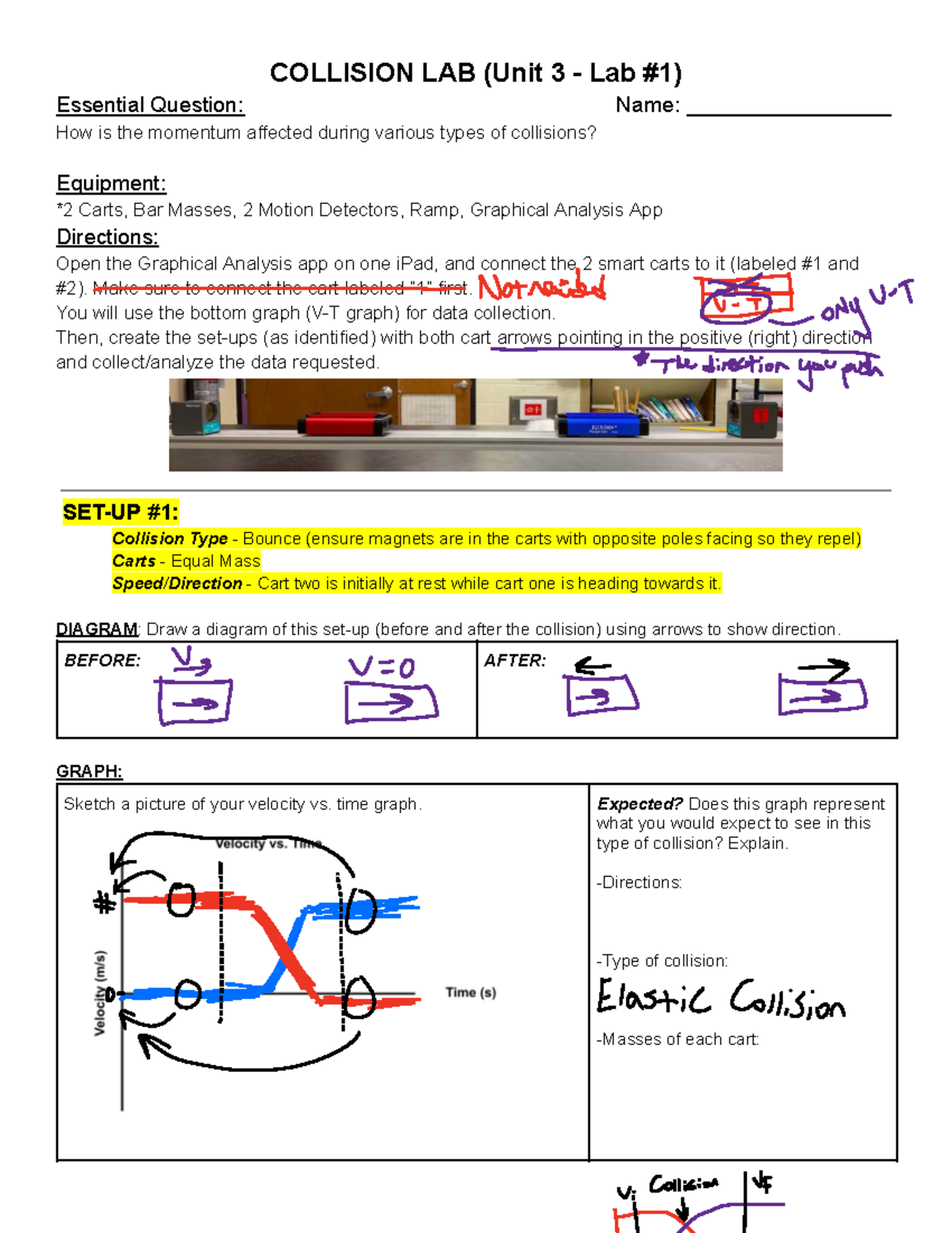 COLLISION LAB (Unit 3): Momentum Analysis in Various Collisions - Studocu