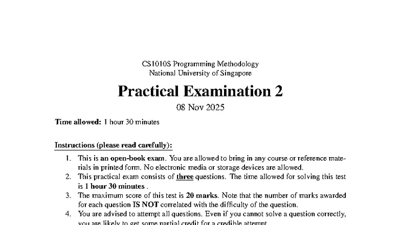 CS1010S PE2 Final - CS1010S Programming Methodology National University ...