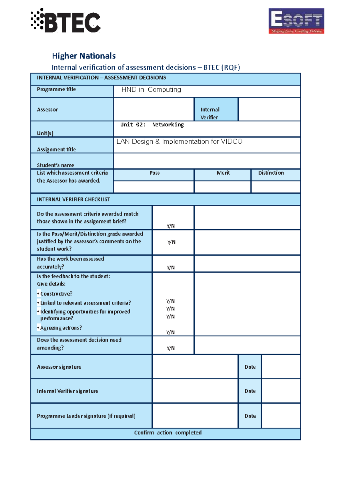 Unit 02: Networking - LAN Design & Implementation Assignment 2020 - Studocu