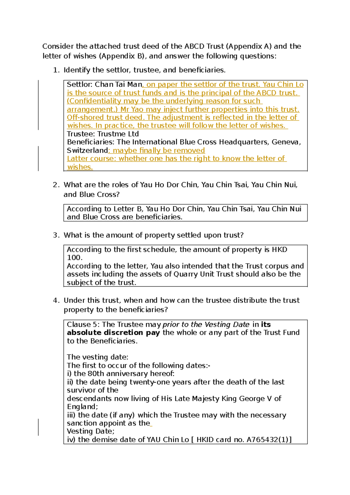 Tut 1 - Tutorial 1 - Consider the attached trust deed of the ABCD Trust ...