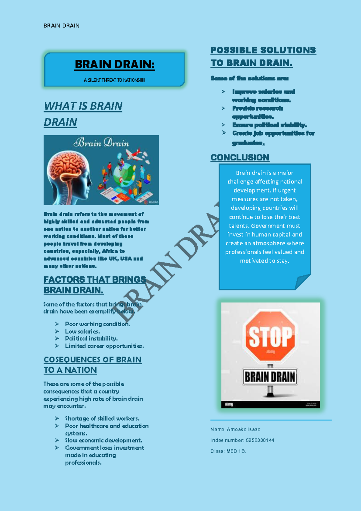 MED 1B: Brain Drain - Causes, Consequences, and Solutions - Studocu