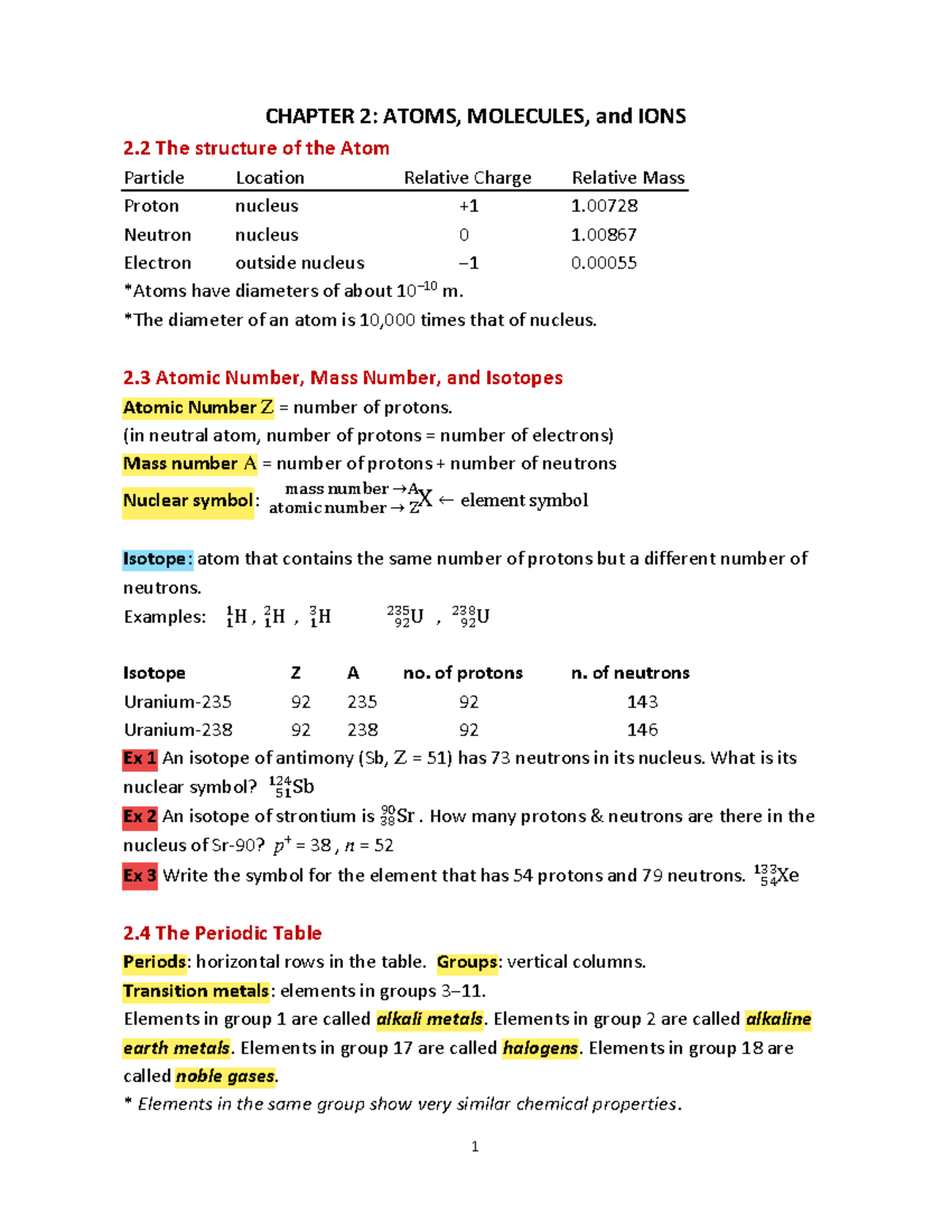 Chapter 02 - . - CHAPTER 2: ATOMS, MOLECULES, and IONS 2 The structure ...