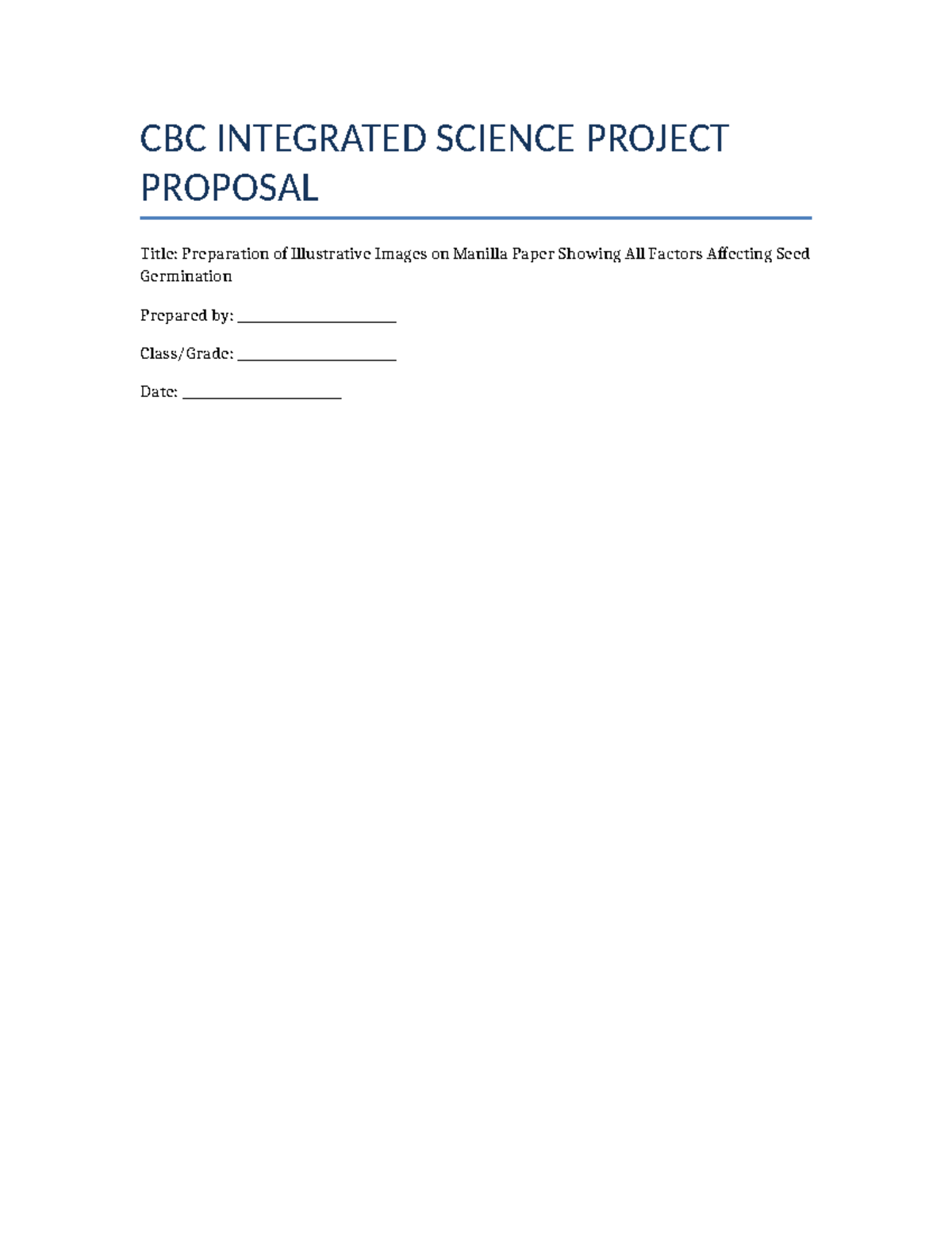CBC Integrated Science Project Proposal: Illustrative Images on Seed ...