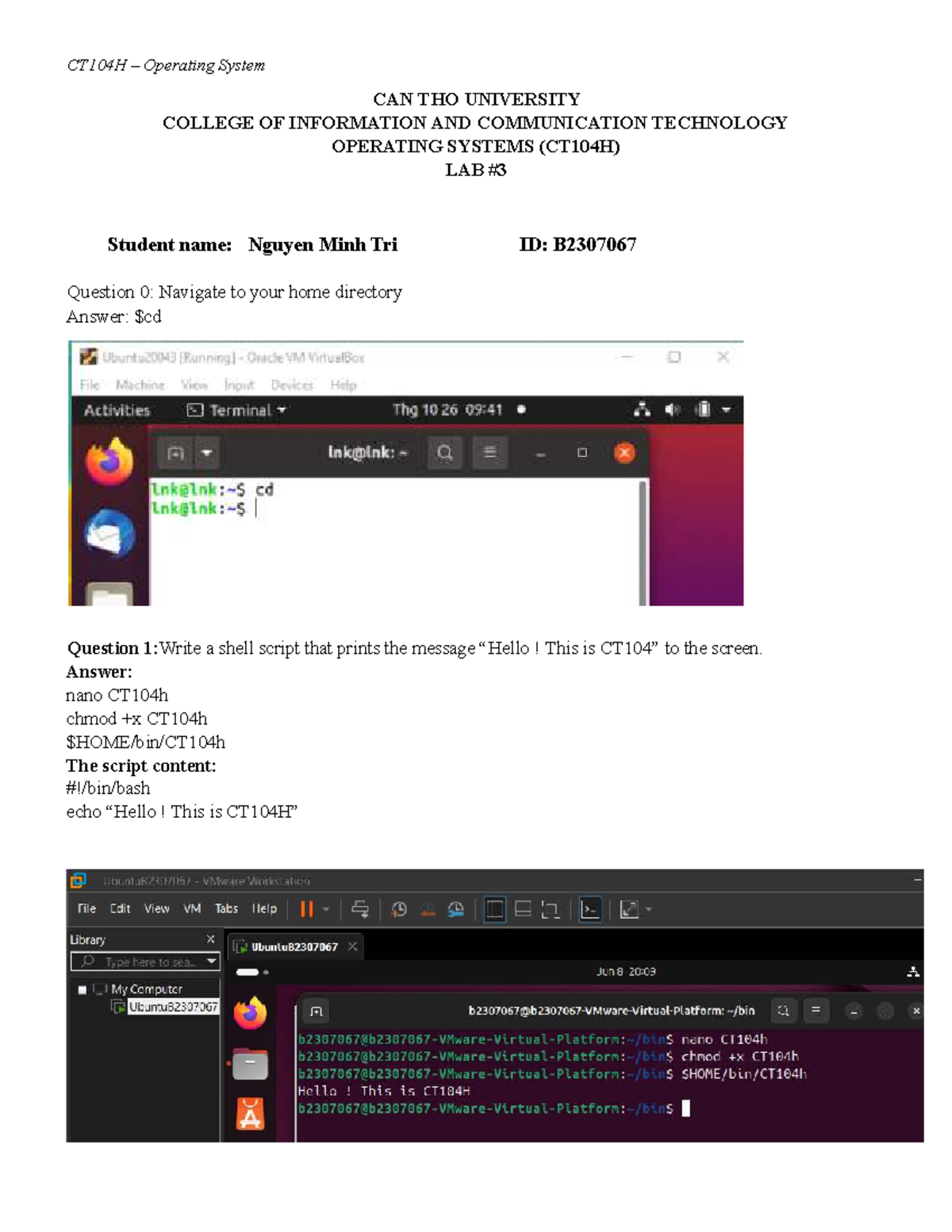CT104H Lab03: Shell Scripting Exercises and Solutions - Studocu