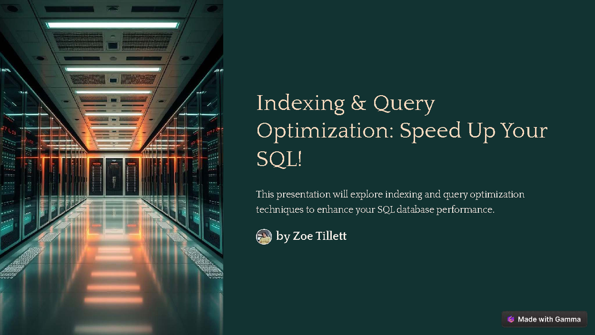 Indexing and Query Optimization Speed Up Your SQL - Indexing & Query ...