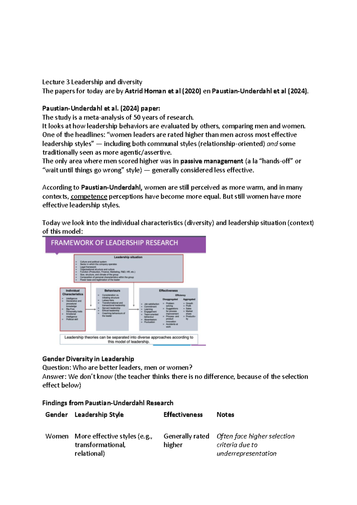 Lecture 3: Leadership and Gender Diversity Insights (Course Code: TBD ...
