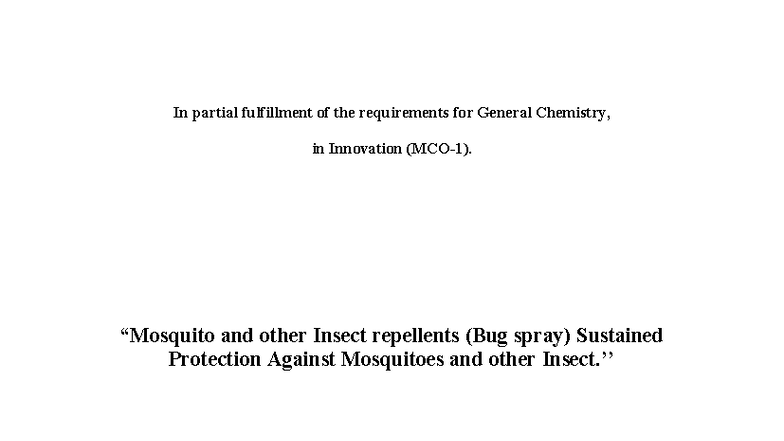 Natural Insect Repellent Efficacy Study (Gen Chem) - Studocu
