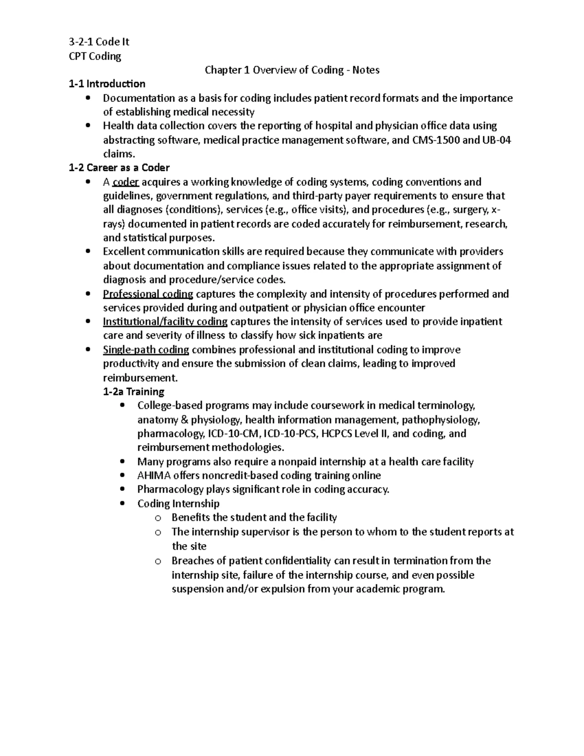 Chapter 9 Intro to CPT Coding - Notes - Chapter 9 Introduction to CPT ...