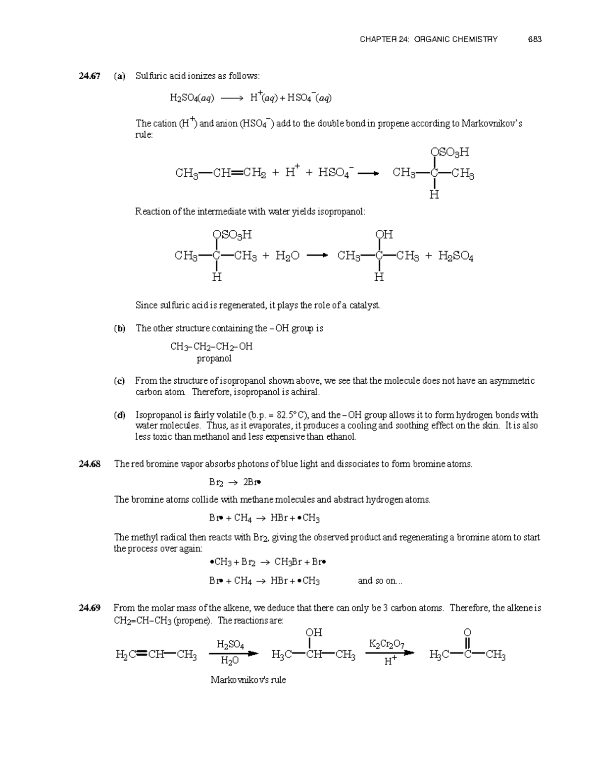 CHAPTER 24: ORGANIC CHEMISTRY - Sulfuric Acid Reactions & Isopropanol ...