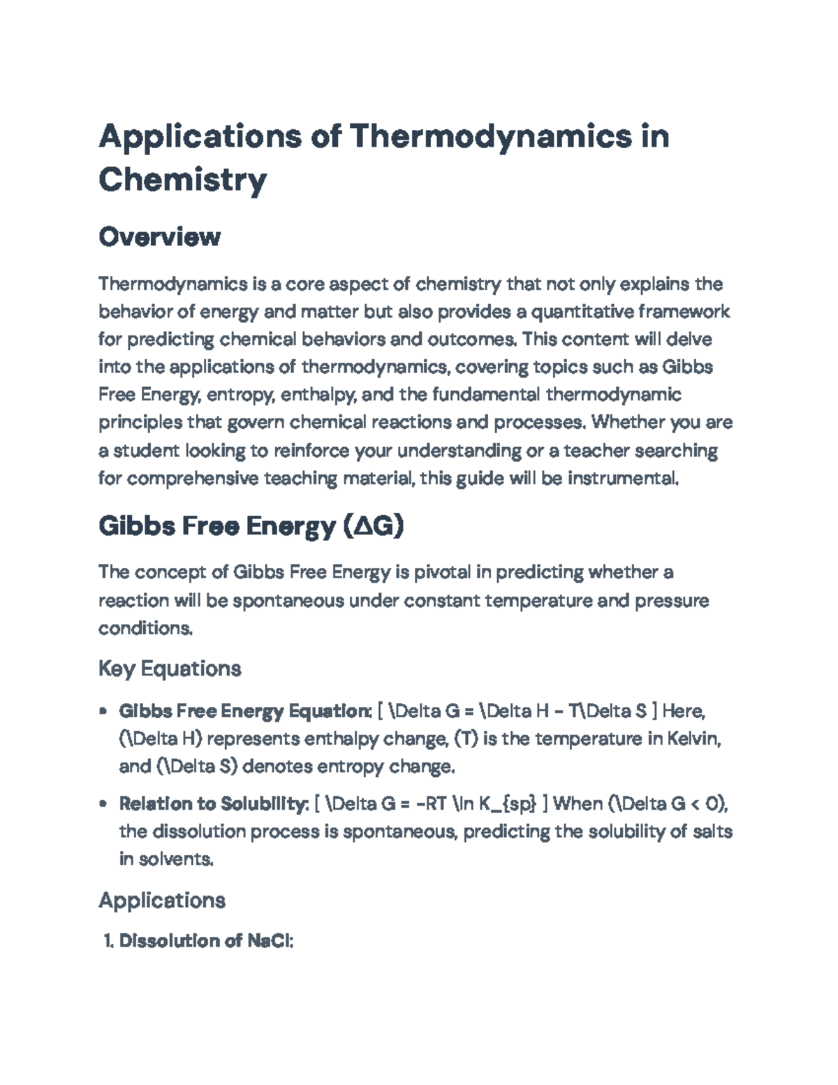 Applications of Thermodynamics in Chemistry: Concepts & Examples ...