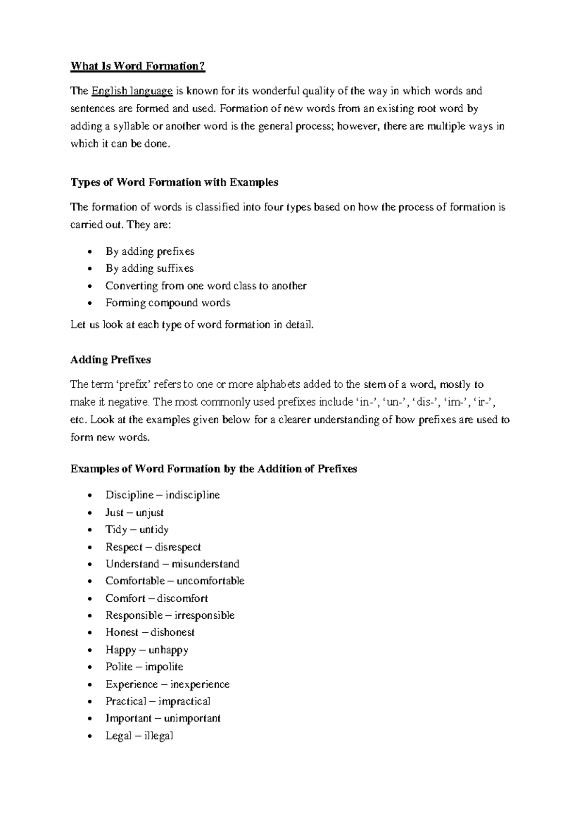 Word Formation Types and Rules: Comprehensive Student Notes - Studocu