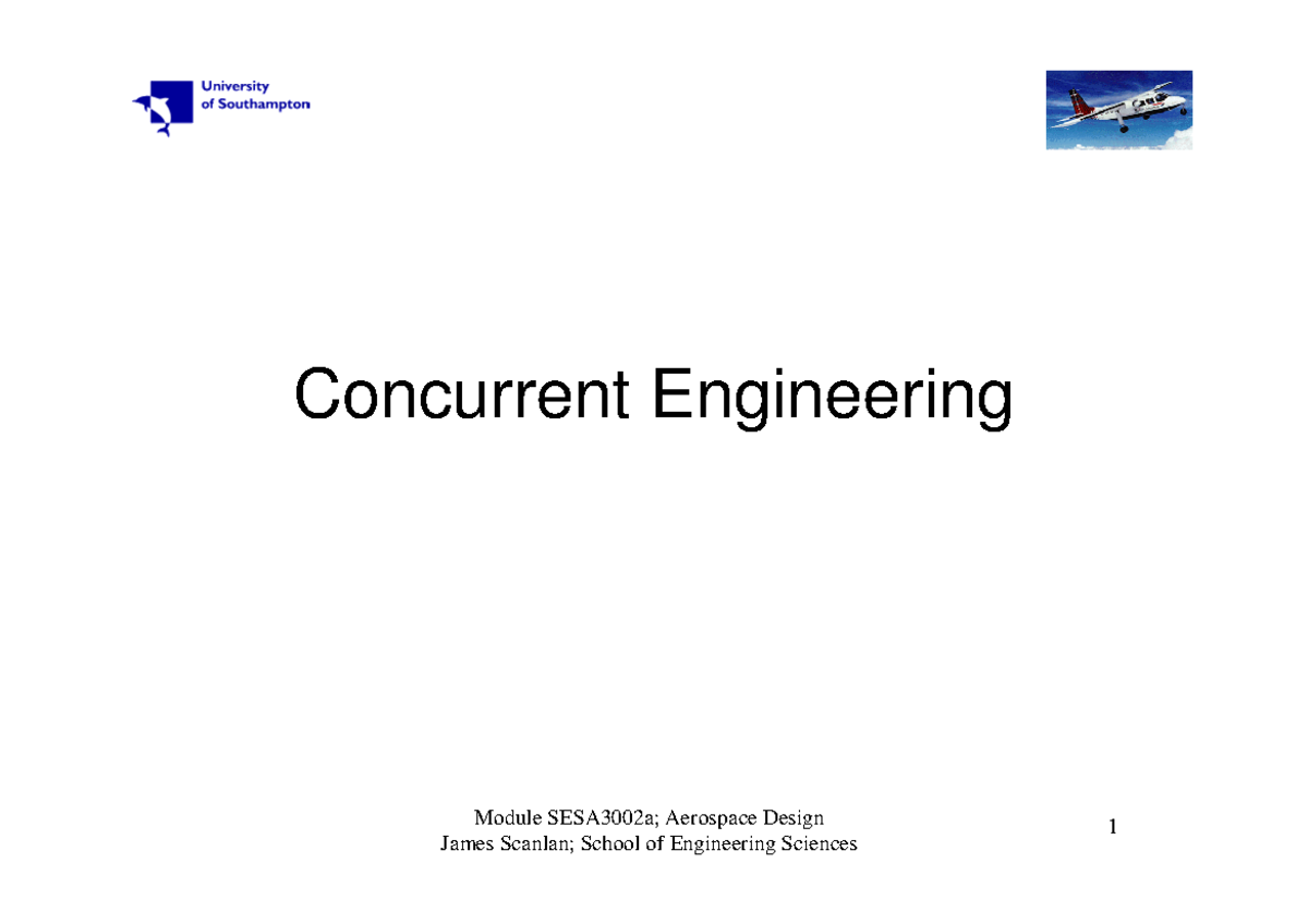 Concurrent Engineering in Aerospace Design - SESA3002a Lecture Notes ...