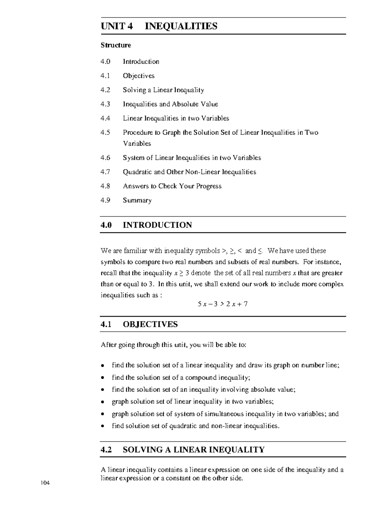 UNIT 4 - Inequalities Notes for MBA Algebra-II - Studocu