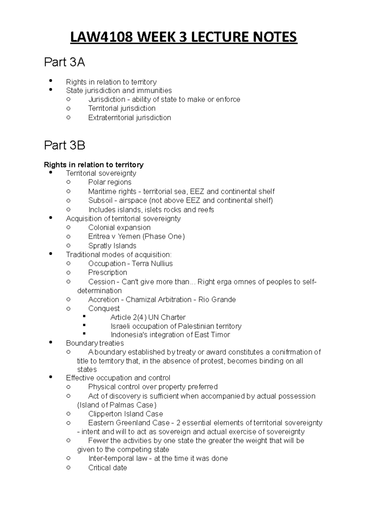 LAW4108 WEEK 3 Lecture Notes - LAW4108 WEEK 3 LECTURE NOTES Part 3A ...