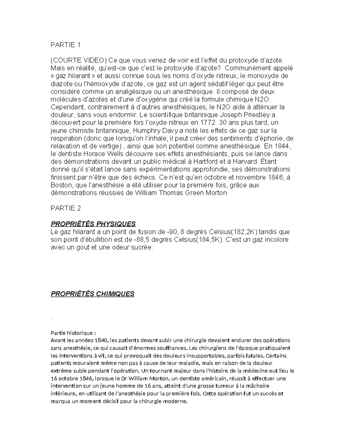 Étude sur le Protoxyde de Diazoate (N2O) et ses Propriétés ...