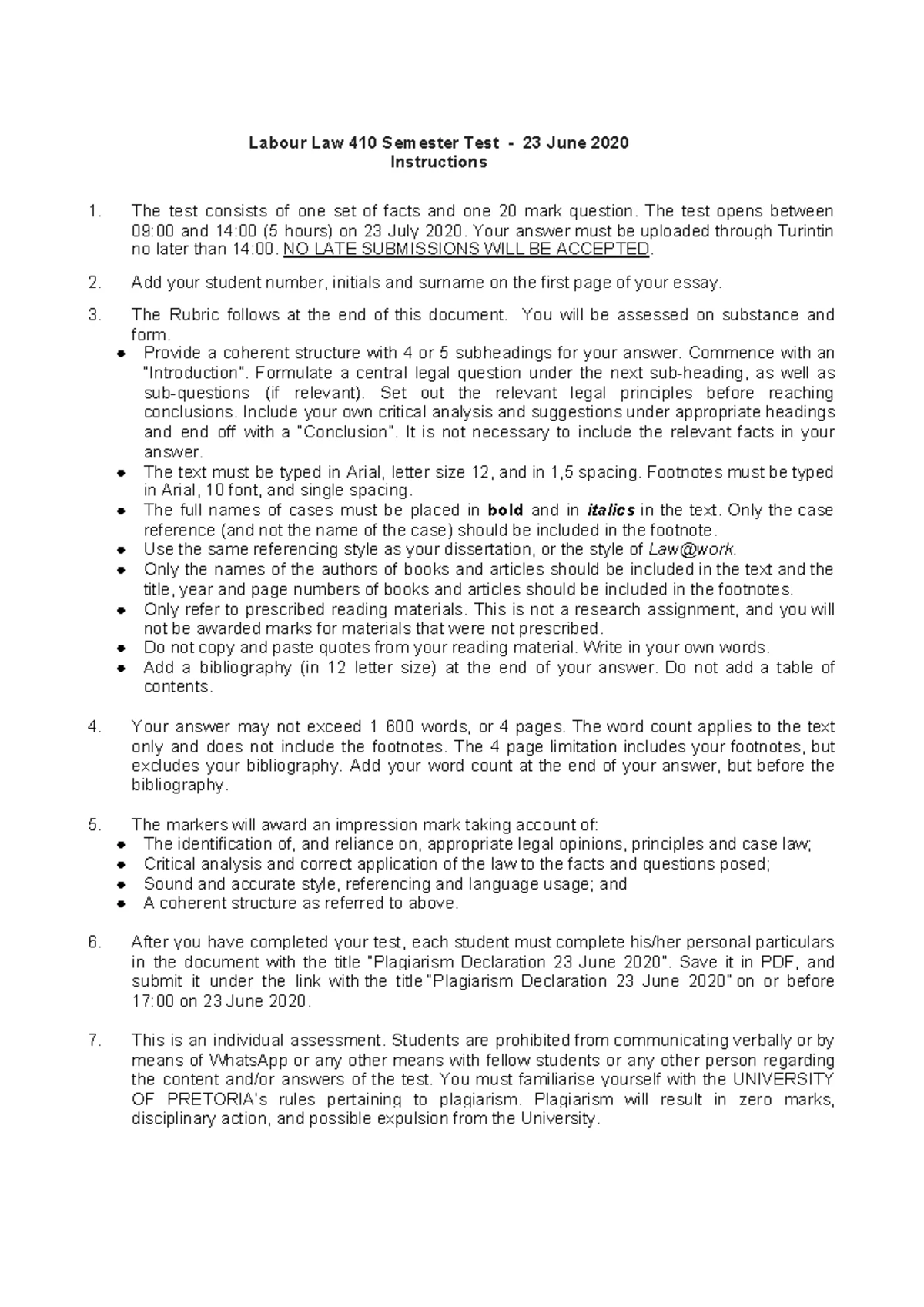 ABR 410 – Semester Test 1 Memorandum & Legal Principles Summary - Studocu