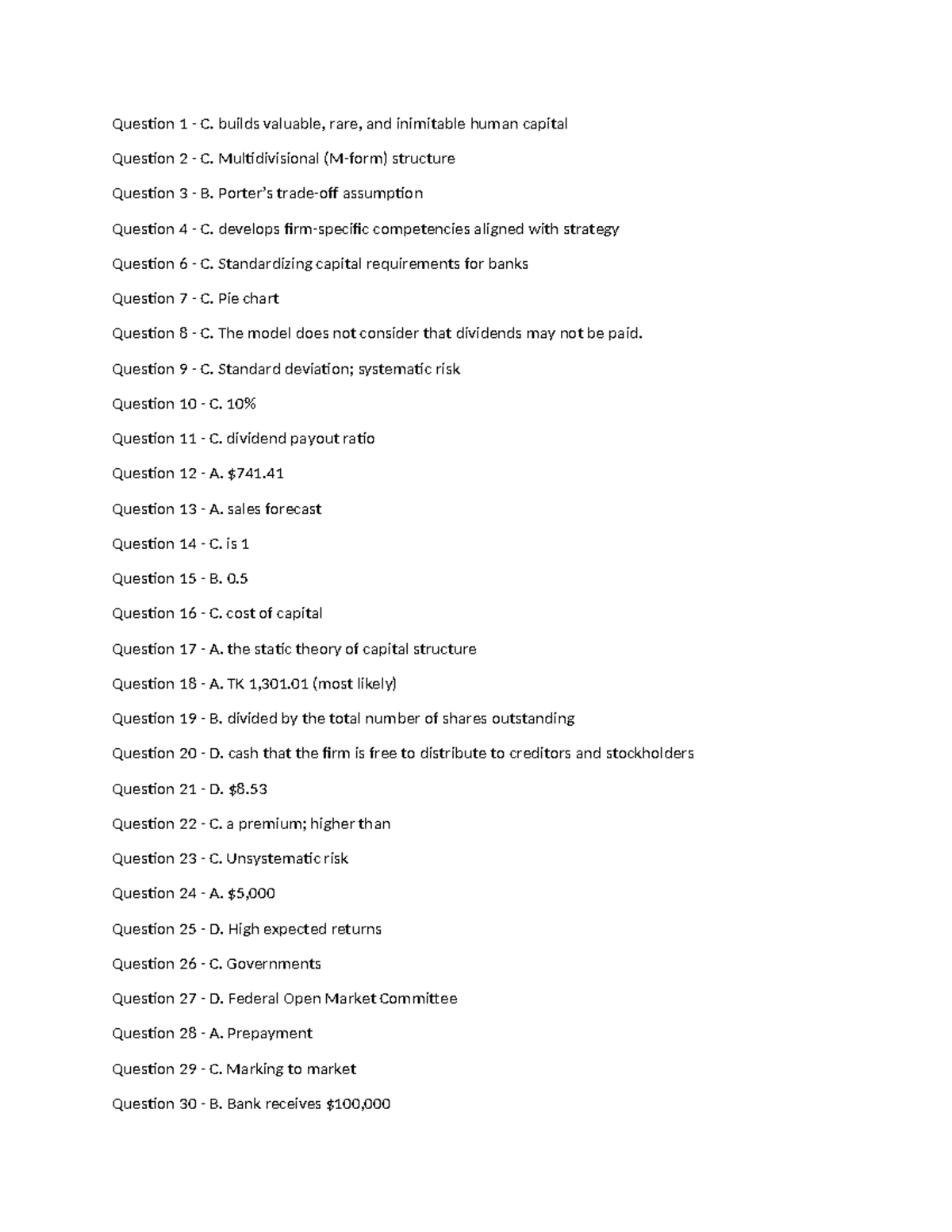 Fin Qs - MCQ Review for Exam Preparation - Studocu
