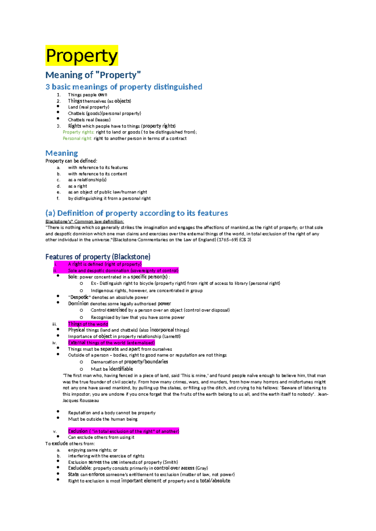 MLP327 - Comprehensive Overview of Property Rights and Definitions ...
