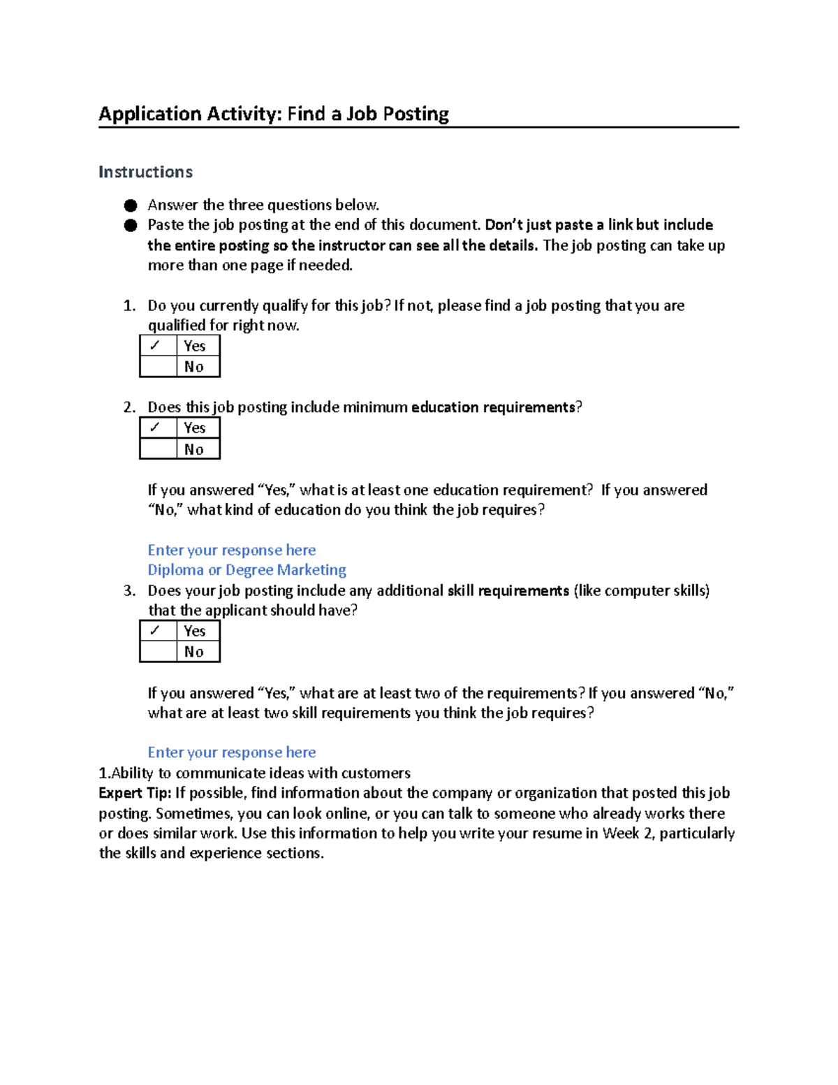 Job Application Activity: Analyzing Job Posting for Sales Role - Studocu