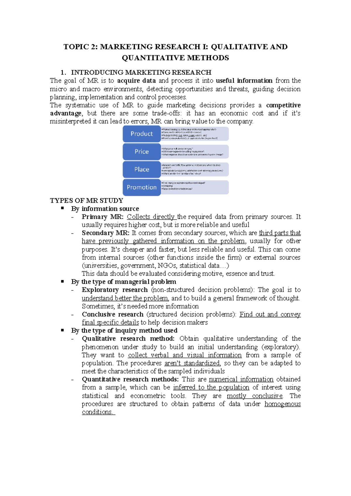 Marketing Research I: Qualitative & Quantitative Methods Overview - Studocu