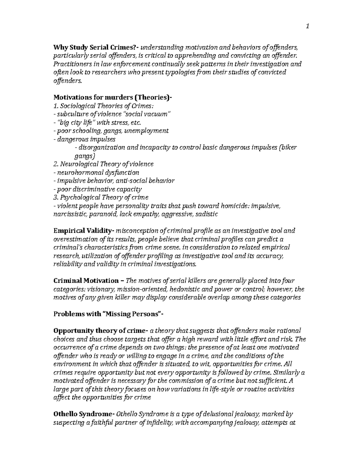 Criminal Behavior Theories: Final Study Guide for CRIM 101 - Studocu