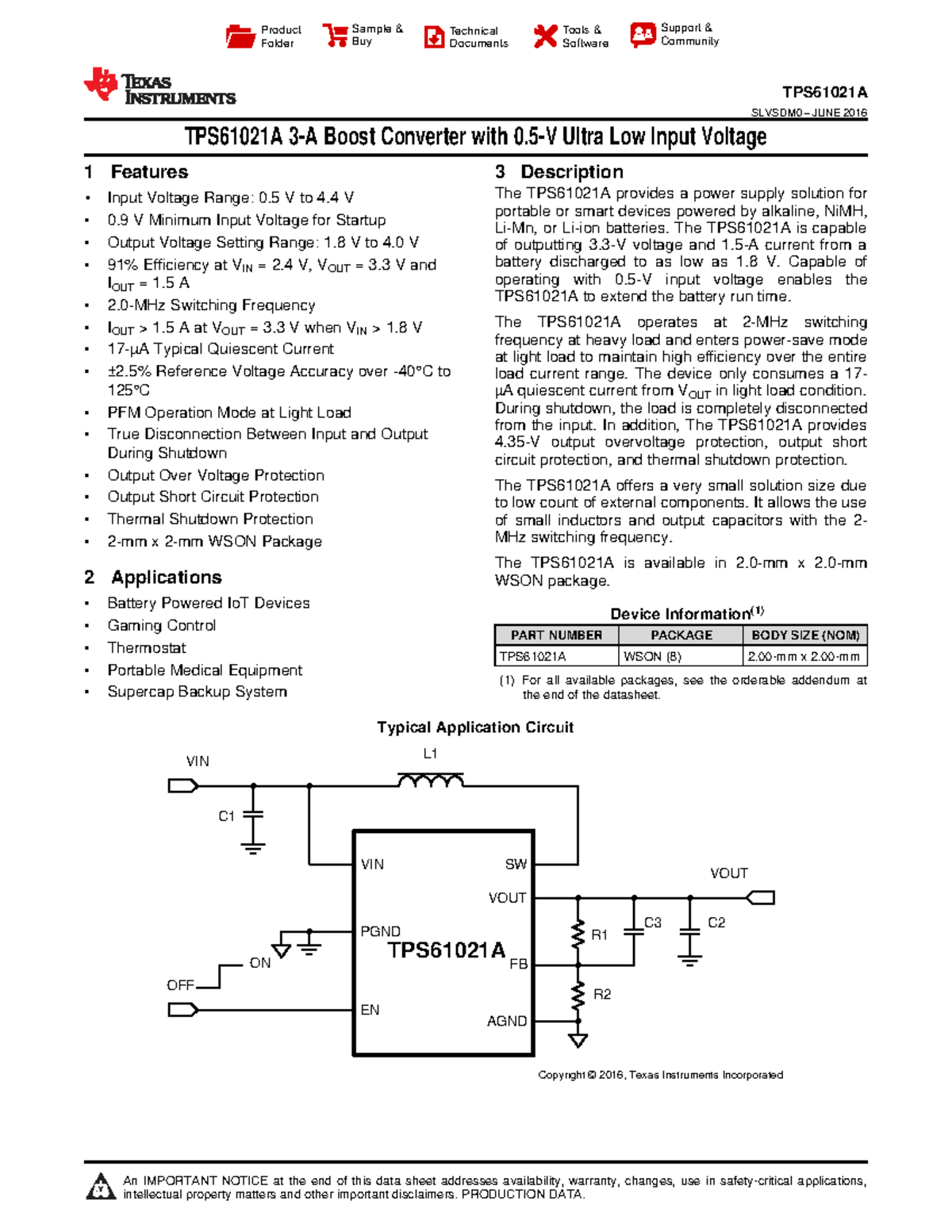 TPS61021A Technical Document: Boost Converter Overview and Features ...