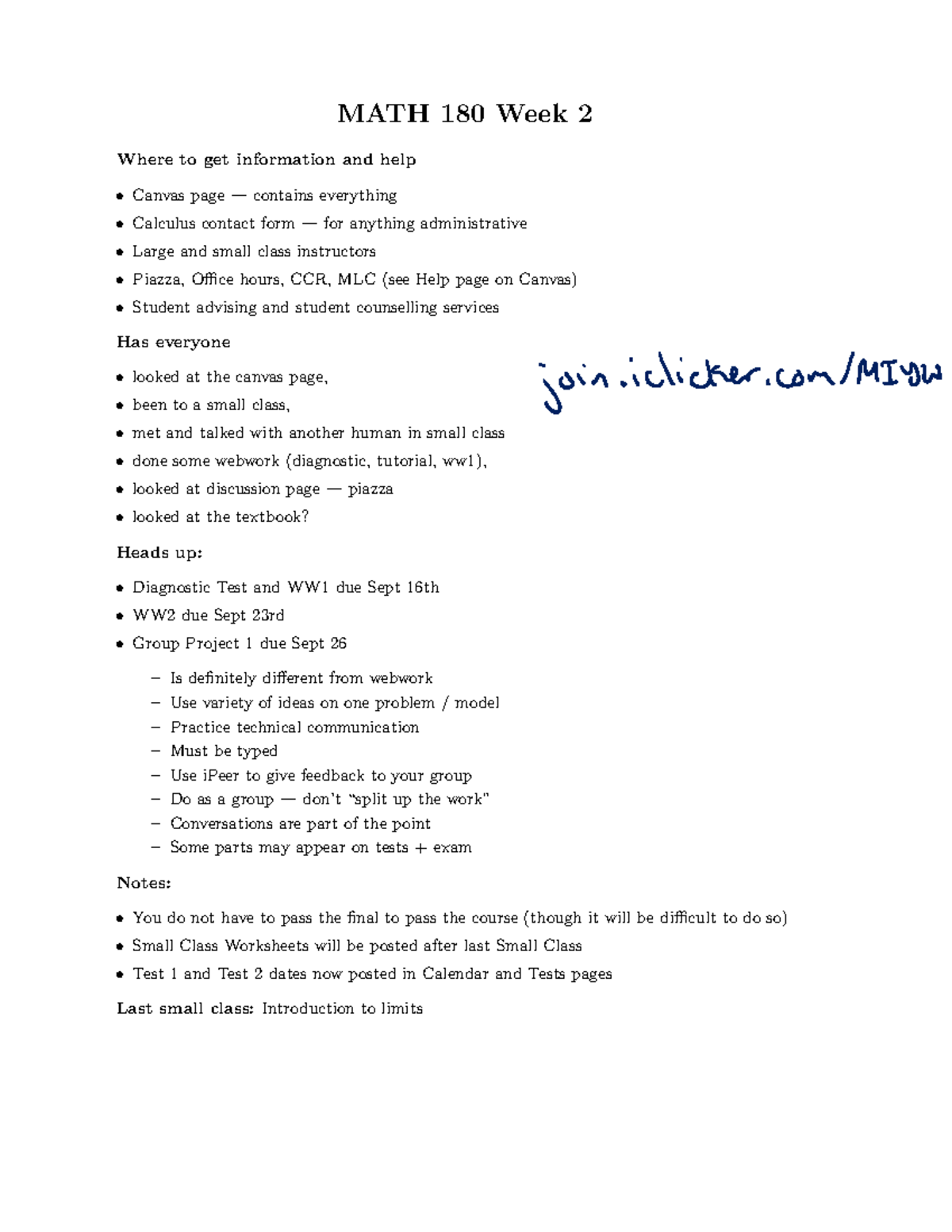 MATH 180 Week 2 Notes: Limits, Asymptotes, and Continuity - Studocu