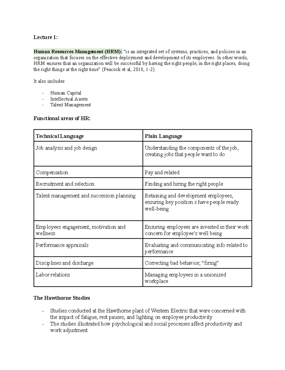 MHR 101: Comprehensive Review Notes on Human Resources Management - Studocu