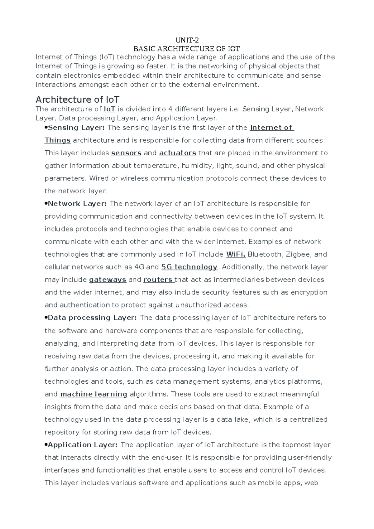 IOT UNIT-2: Comprehensive Notes on IoT Architecture and Applications ...