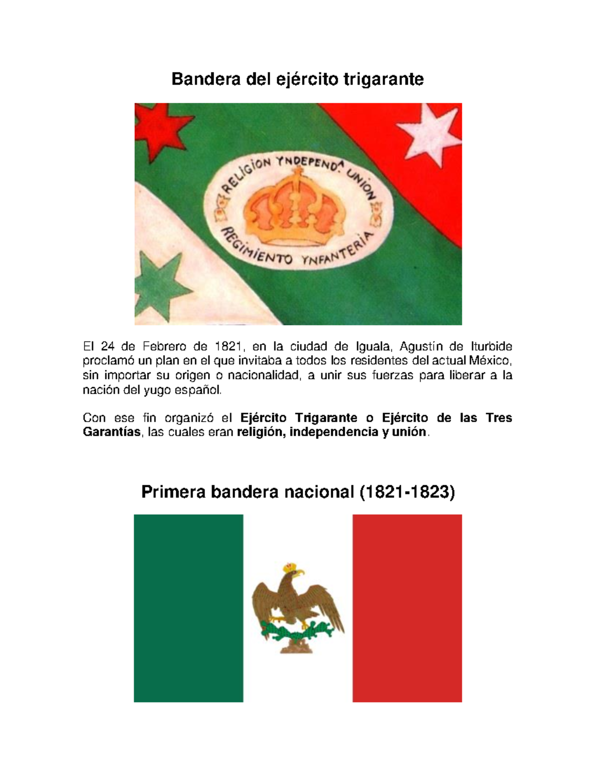 Historia de la Bandera - Bandera del ejército trigarante El 24 de ...