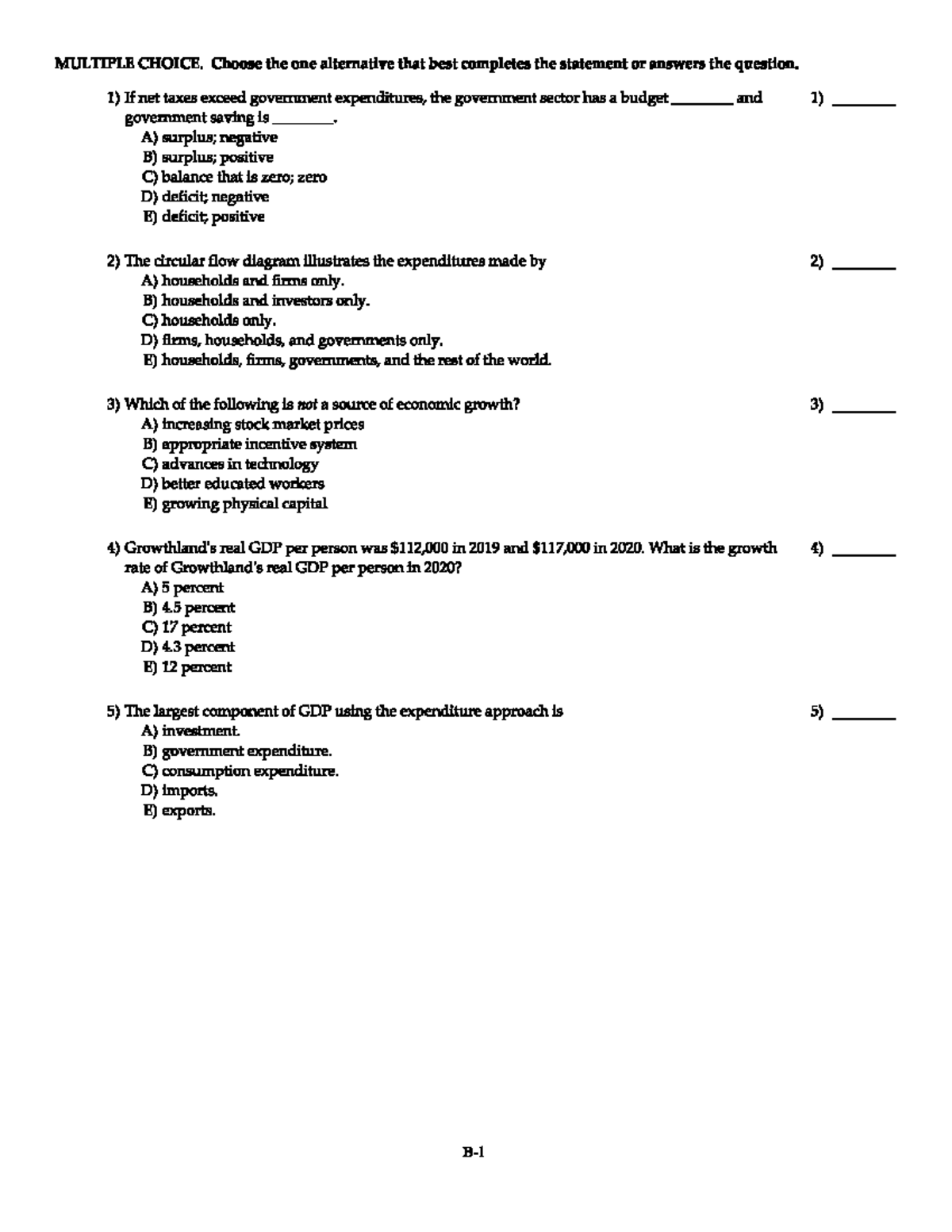 ECON-1022 Midterm 1: Multiple Choice Questions and Answers - Studocu