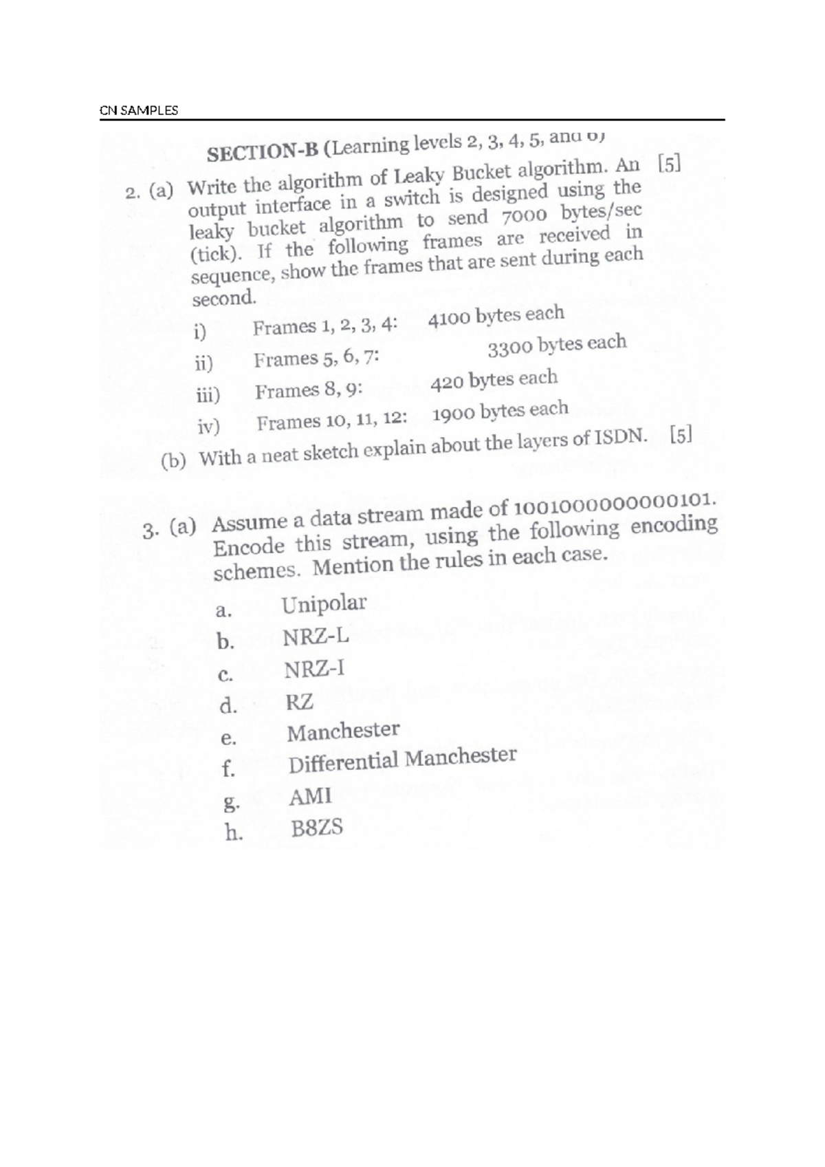 CN Samples - sample questions - CN SAMPLES (Learning levels 2, 3, 4, 5 ...