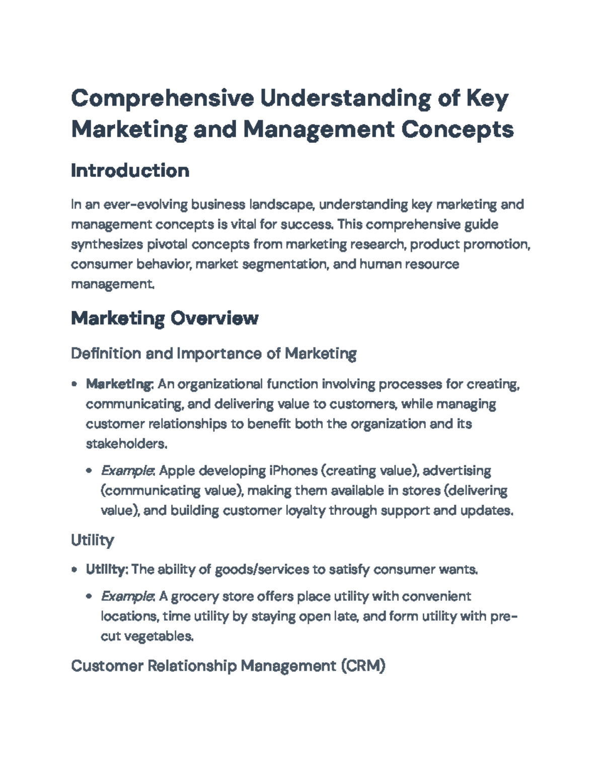 Comprehensive Guide to Key Marketing and Management Concepts ...