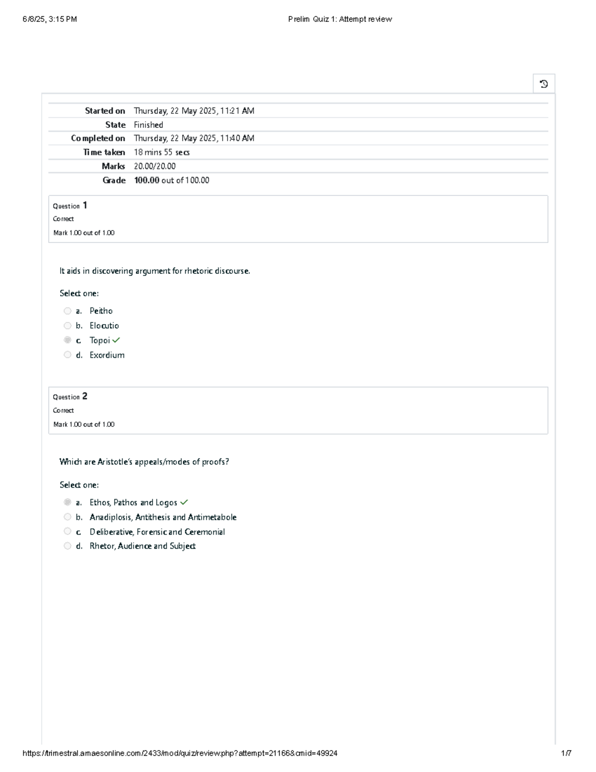 UGRD-ENGL6100 B Purposive Communication 2 - Prelim Quiz 1 Review - Studocu