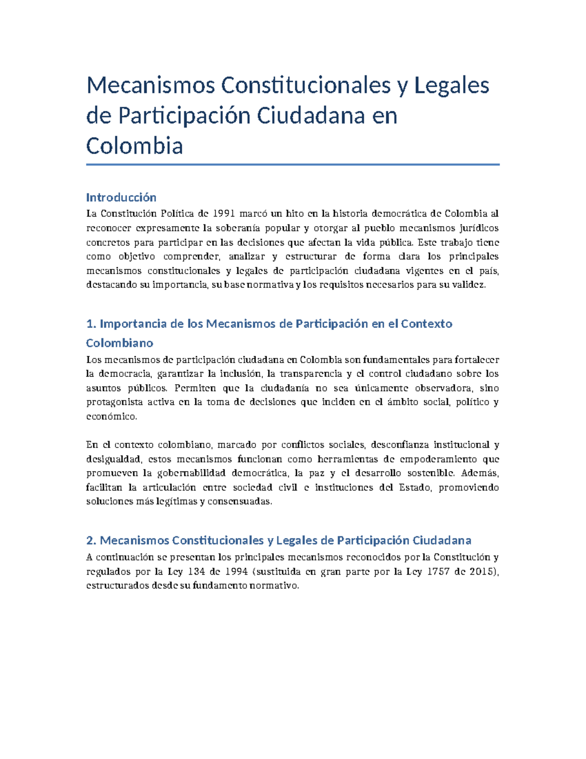 Mecanismos Constitucionales de Participación Ciudadana en Colombia ...