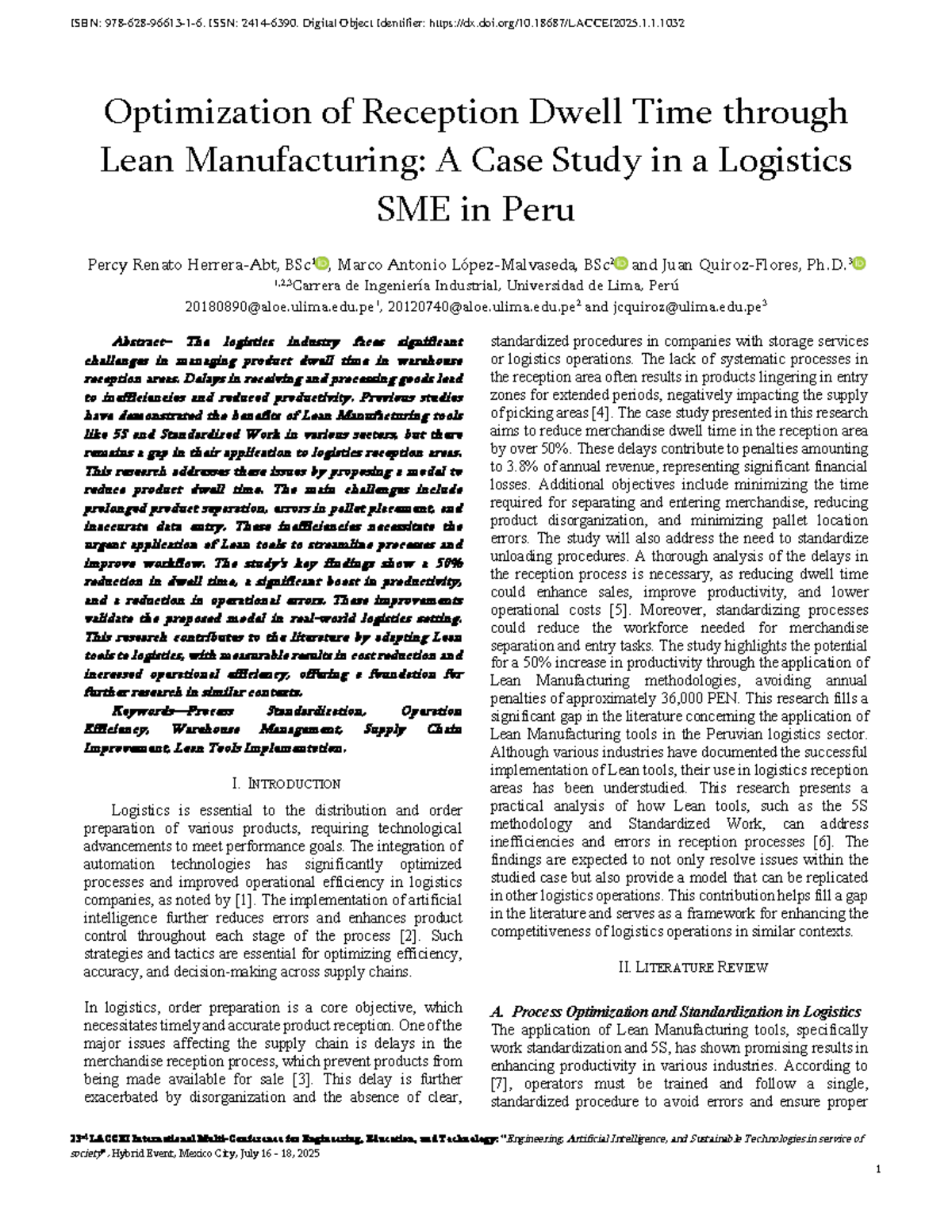 Optimization of Reception Dwell Time in Logistics: A Lean Case Study ...