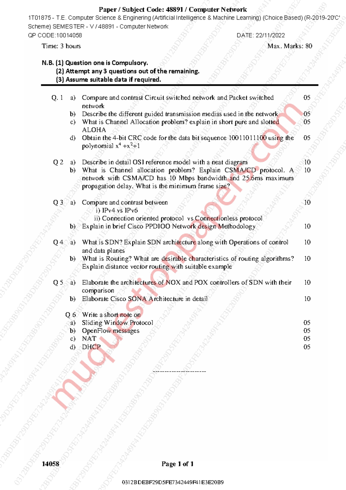 B9 E2 48891 Computer Network Semester 5 Exam Paper - Dec 2022 - Studocu