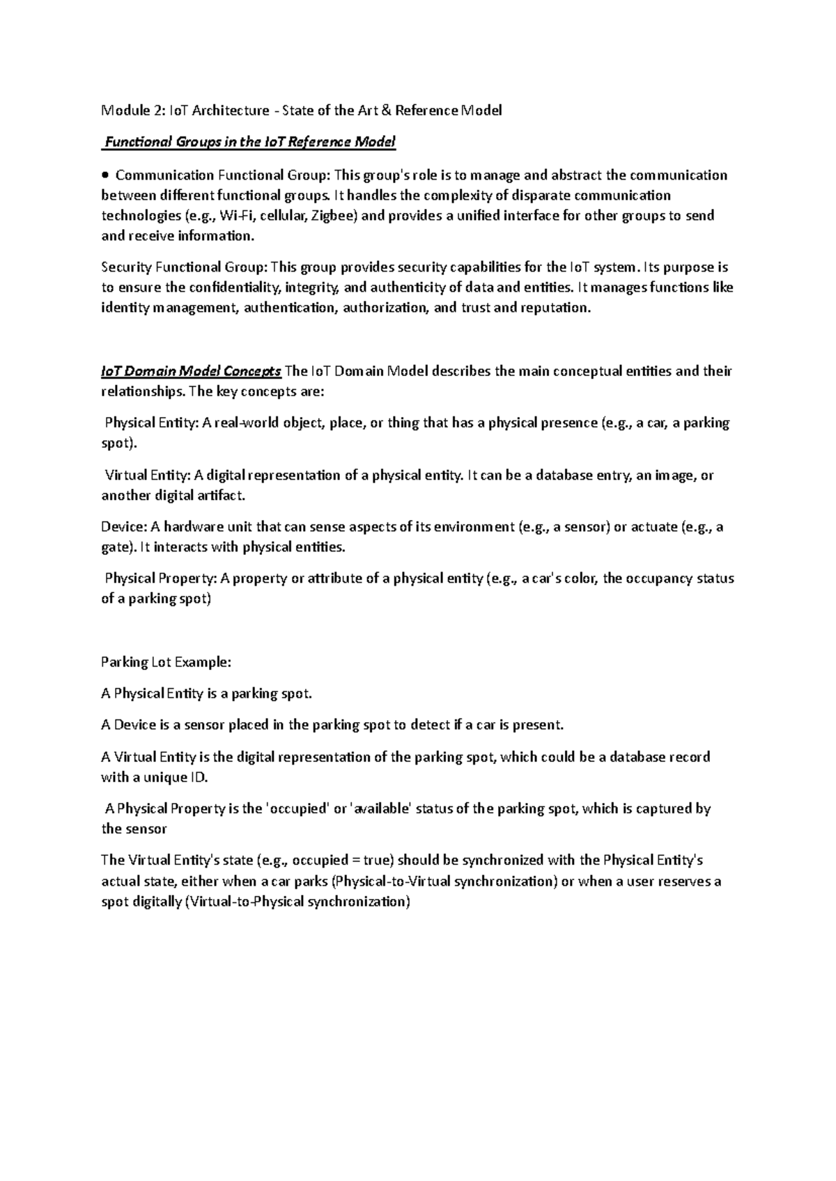 IOT 2: Notes on IoT Architecture and Functional Groups - Studocu