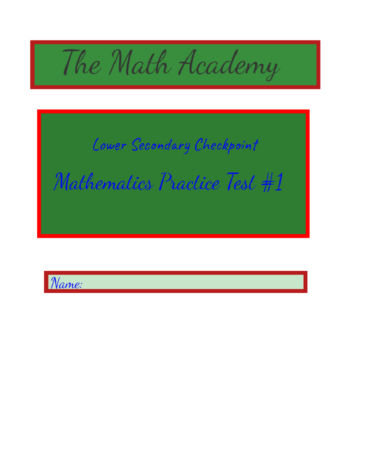 Cambridge Checkpoint Mathematics Test Year 9 - Practice Problems - Studocu