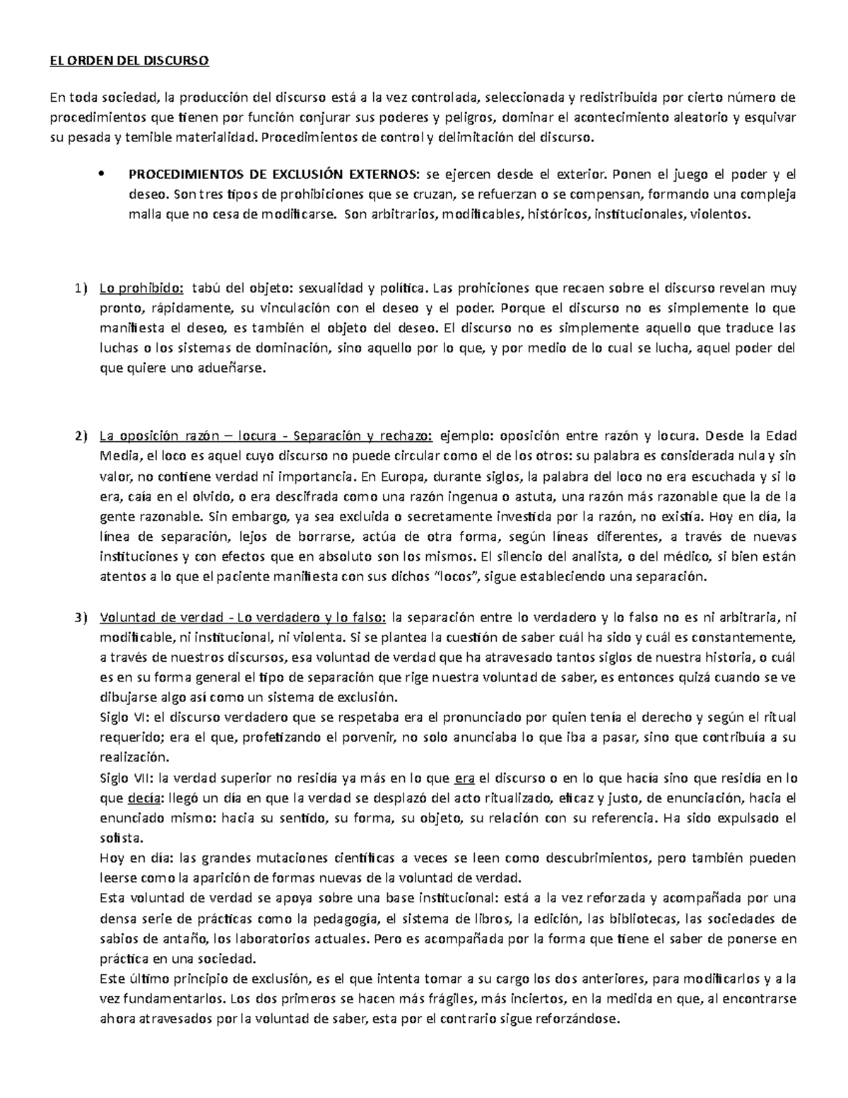 Resumen del Orden del Discurso: Análisis Crítico y Genealógico - Document Preview